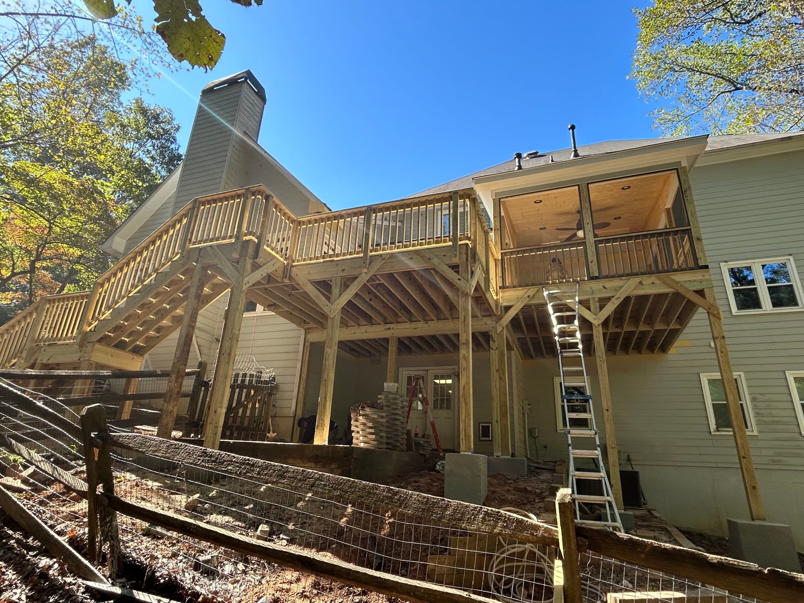 Deck, screen porch and gutters