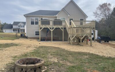 Concrete pad, deck, Trex rain escape